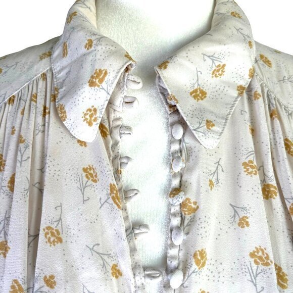 Free People Boho Romantic Flowy Floral Button Hi Low Blouse Top Shirt Size Small - Picture 4 of 13